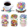 6Pcs/set Diamond Painting Wooden Flower Cake Coaster Cup Cushion With Holder