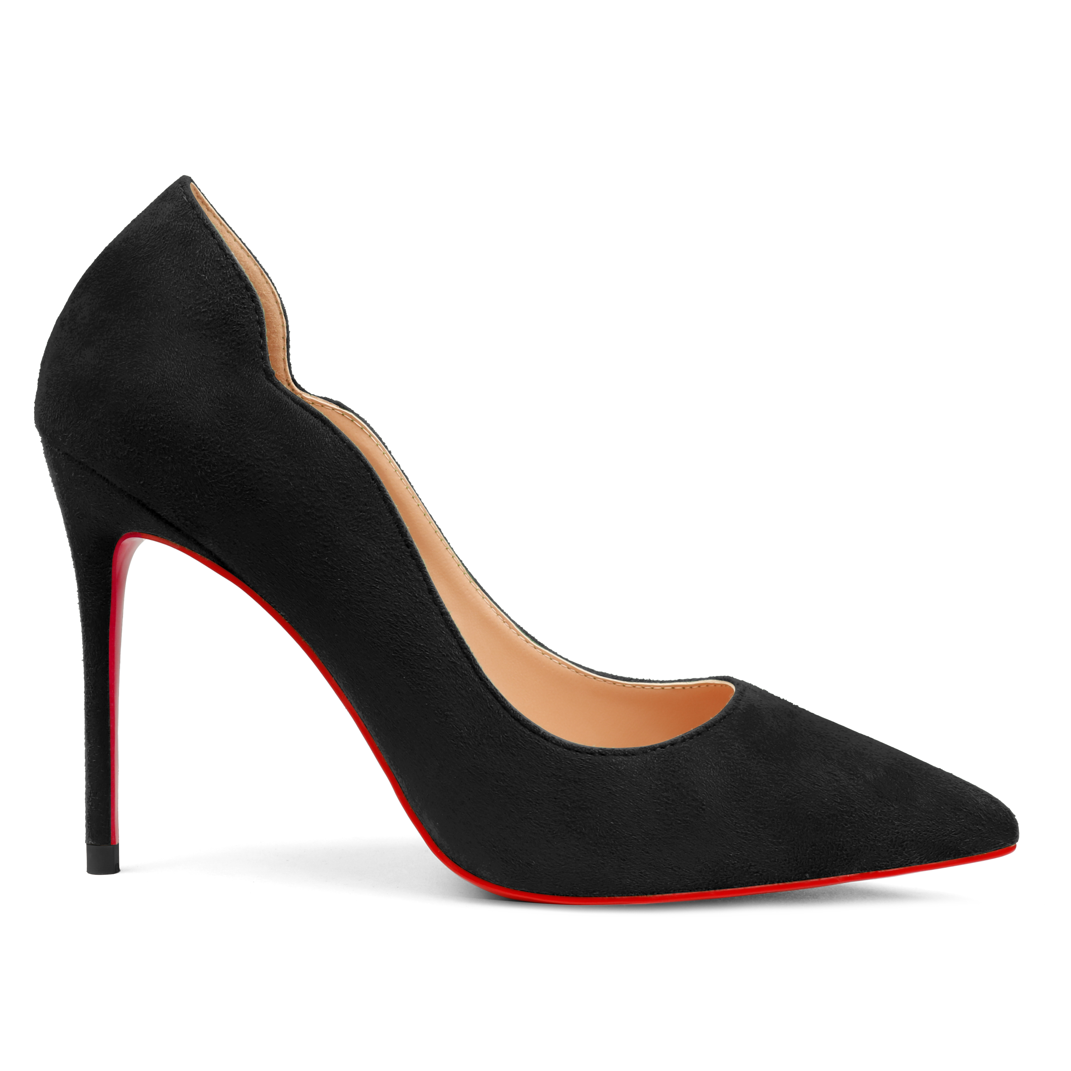 3.94" Women's Classic Pointed Toe Suede Shoes Red Bottom High Heels for Party Wedding Pumps-MERUMOTE
