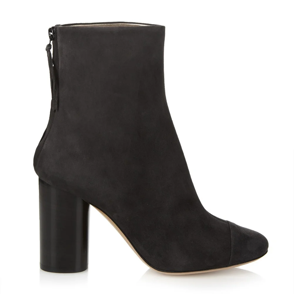 Women Spring and autumn Browm Short Boots Suede Fringed zipper Solid Color Casual ankle Chunky boots Novameme