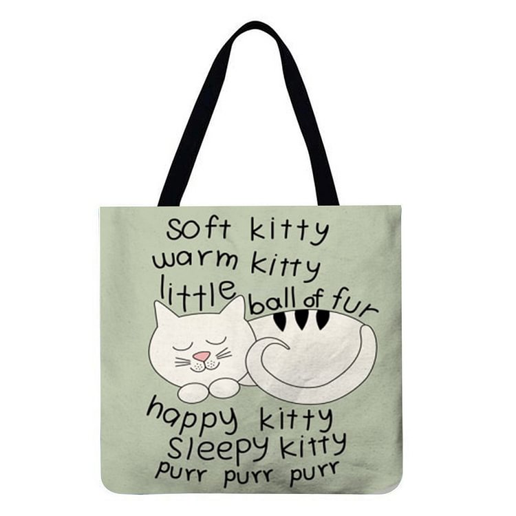 Cute Cartoon Cats - Linen Tote Bag