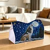 Diamond Art Tissue Box Cover DIY PU Desktop Organizer Large(WOLF)