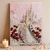 (40x50cm)DIY Pearl Painting Castle Princess Flower Framed Handmade Pearl Material Art Kit Living Room Decor