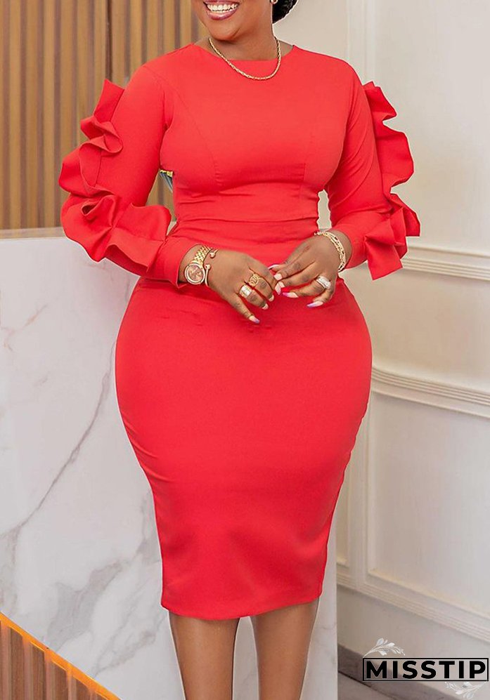 Plus Size Women Elegant African Long Sleeve Dress