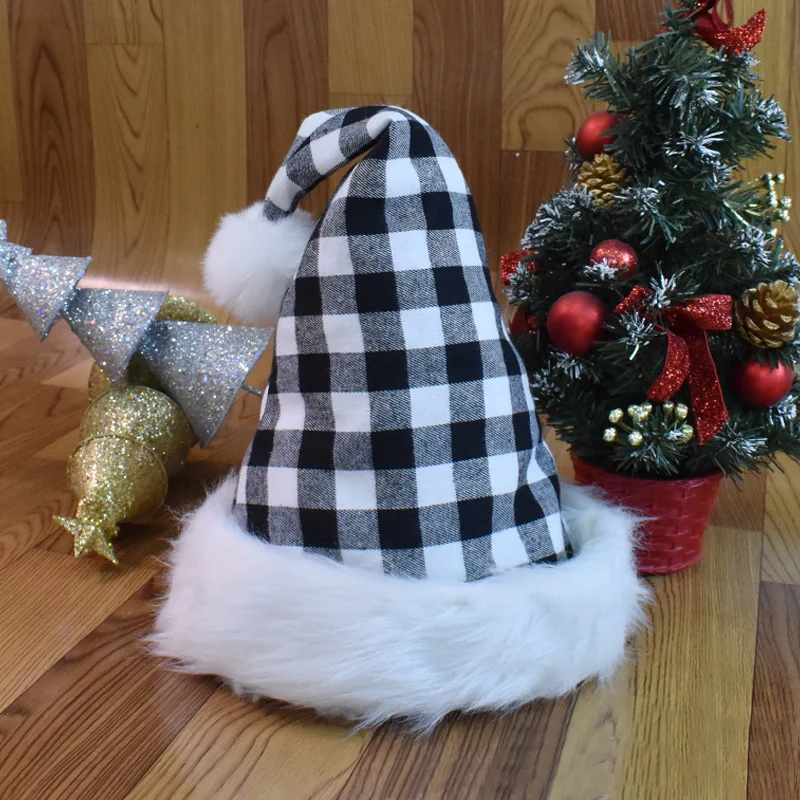 Black And White Plaid Christmas Hat