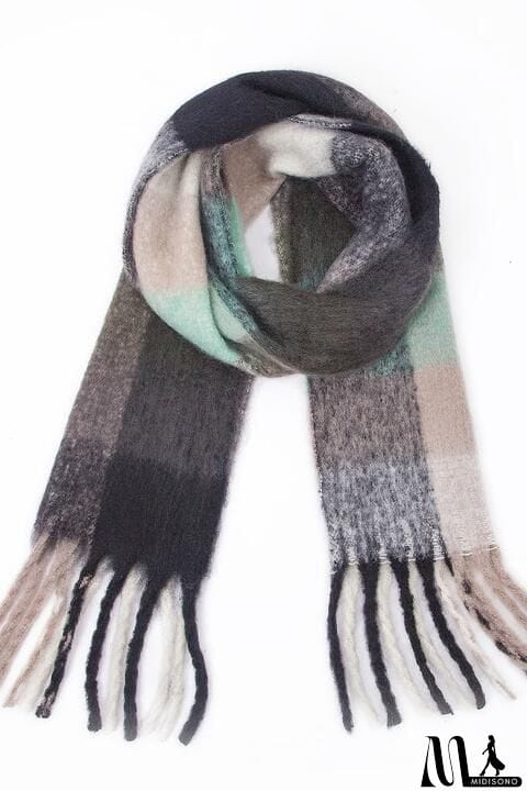 MidiSono - Fringe Detail Polyester Scarf