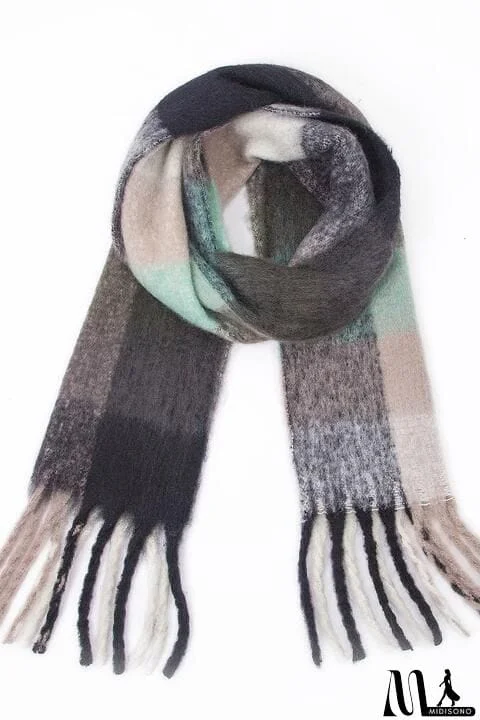 MidiSono - Fringe Detail Polyester Scarf