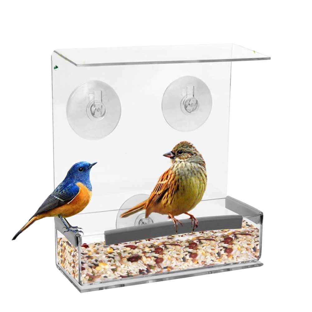 

Transparent Acrylic Bird Feeder Outdoor Hanging Suction Bird Food Holder, 501 Original