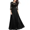 Medium-long Sleeve Chiffon Dress Round Neck Stitching Lace Dress Evening Dress Black Dresses