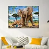 Diamond Painting-DIY Full Round Partial AB Drill Giraffe and Elephant(75x55cm)