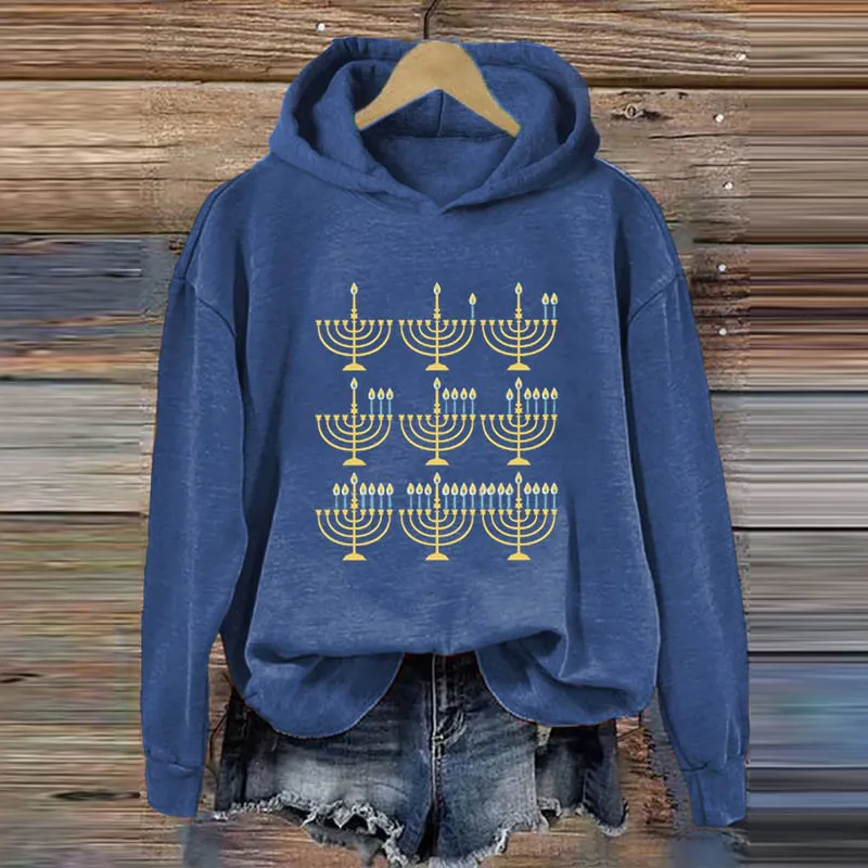 Women's Happy Hanukkah Print Hoodie