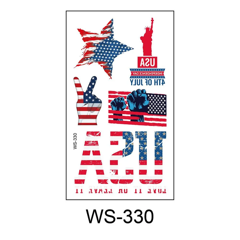 20 Kinds American Flag Tattoos Independence Day Temporary Body Sticker Disposable Waterproof tatouage temporaire