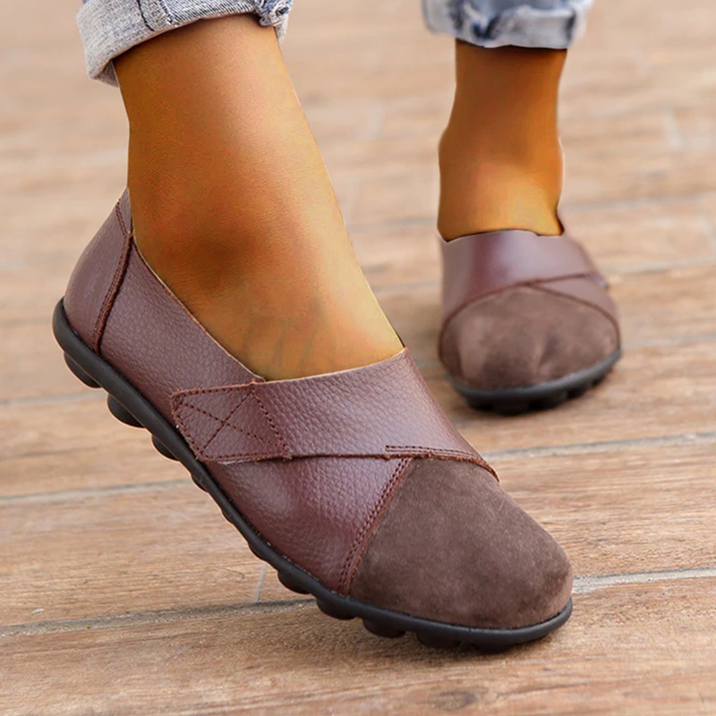 Women's Premium Leather Velcro Casual Flats