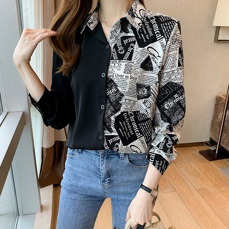 Black Casual Shift Letter Shirts & Tops QueenFunky