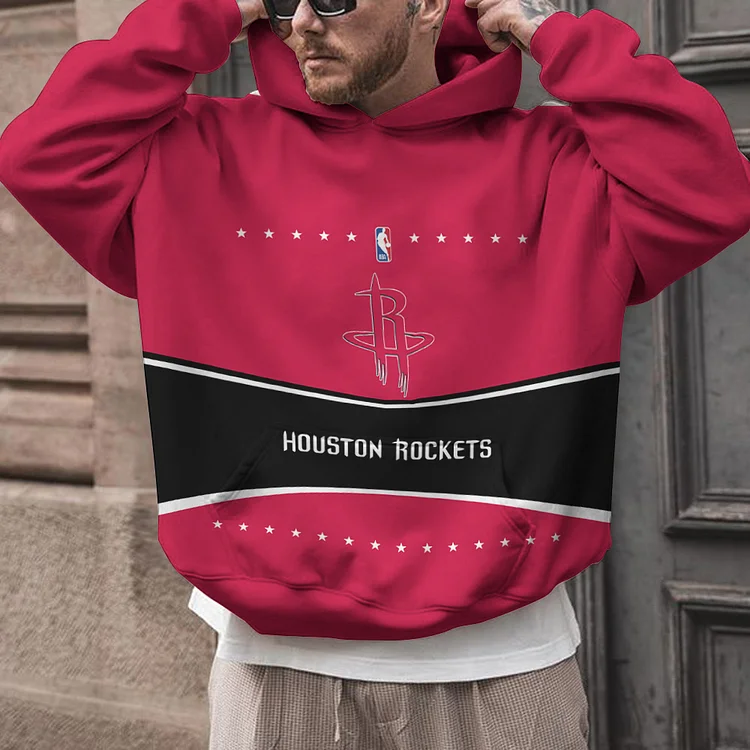 Houston Rockets  Printed Hooded Pocket Pullover Hoodie