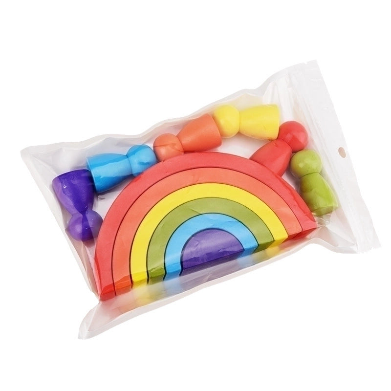 Wooden Colorful Rainbow Semicircle Arch Building Blocks