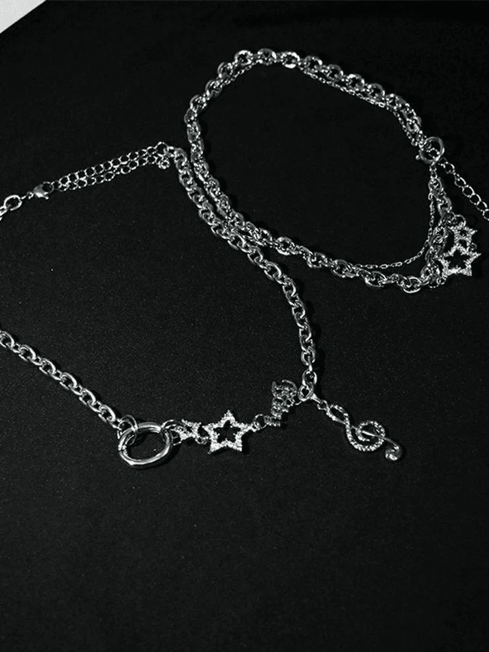 Brownm Rhinestone Decor Charm Necklace