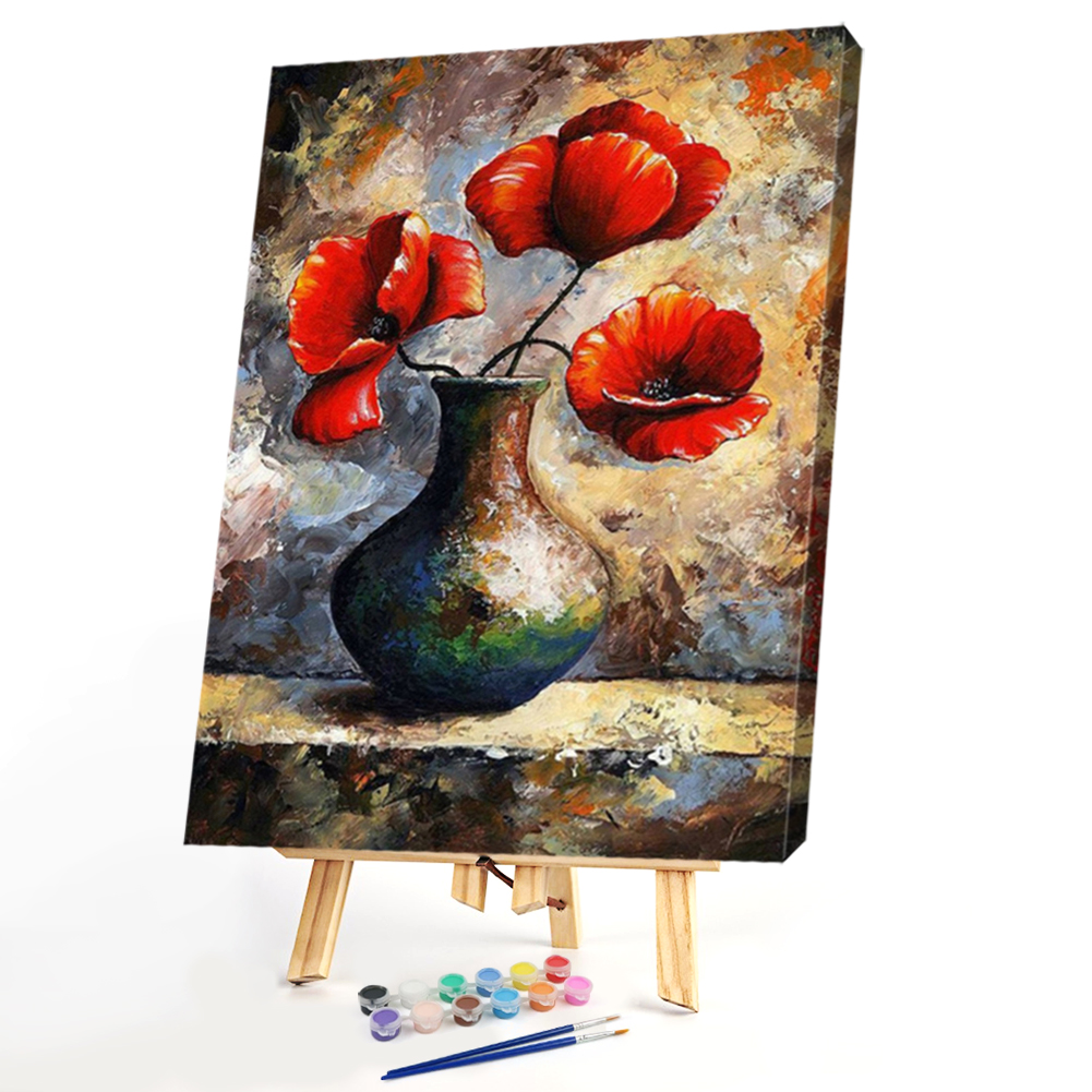 

40*50CM Paint By Numbers-Red Flower, 501 Original