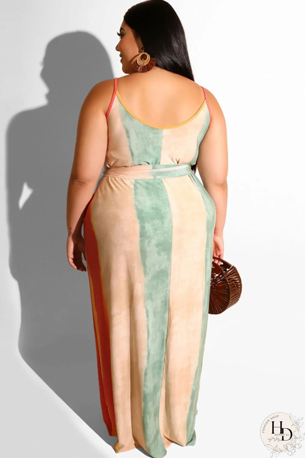 rose red Polyester Sexy O Neck Bandage Striped Print