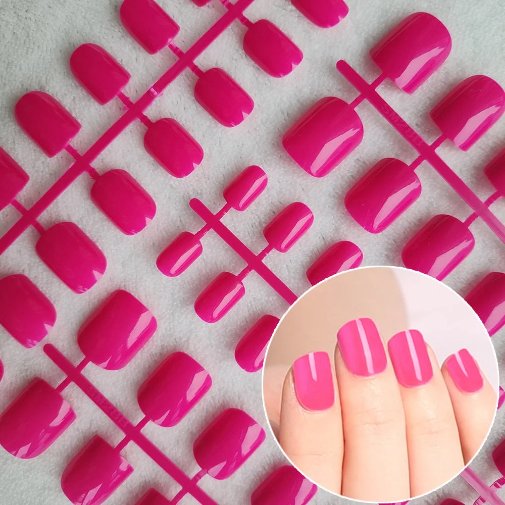 5 Sets Of 24 Pieces Per Unit Round Colored False Nails Tips Full Cover 10 Size Fake Nails For DIY Acrylic Press On Nail Tips-Nail Inspo