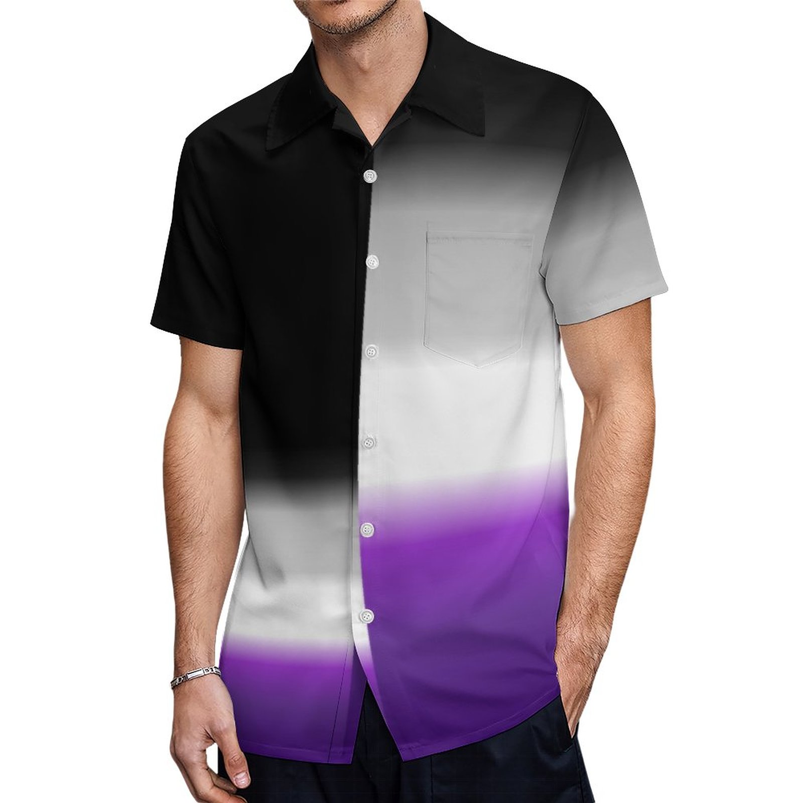 Asymmetric Ace Asexual Pride Flag Hawaiian Shirt Mens Button Down Plus Size Tropical Hawaii Beach Shirts