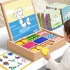🔥 50% DE R&Eacute;DUCTION ! ✨ Puzzle Magn&eacute;tique en Bois - 180 Pi&egrave;ces G&eacute;om&eacute;triques, Apprentissage STEM, Bo&icirc;te de Rangement Portable 🧲🧩
