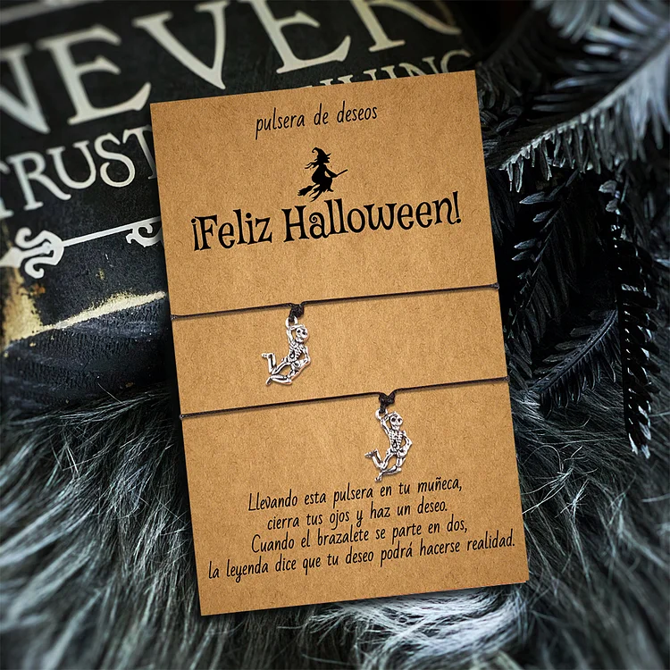Pulsera de deseos-Unidad de 2 pulseras de esqueleto💀 ¡Feliz Halloween!