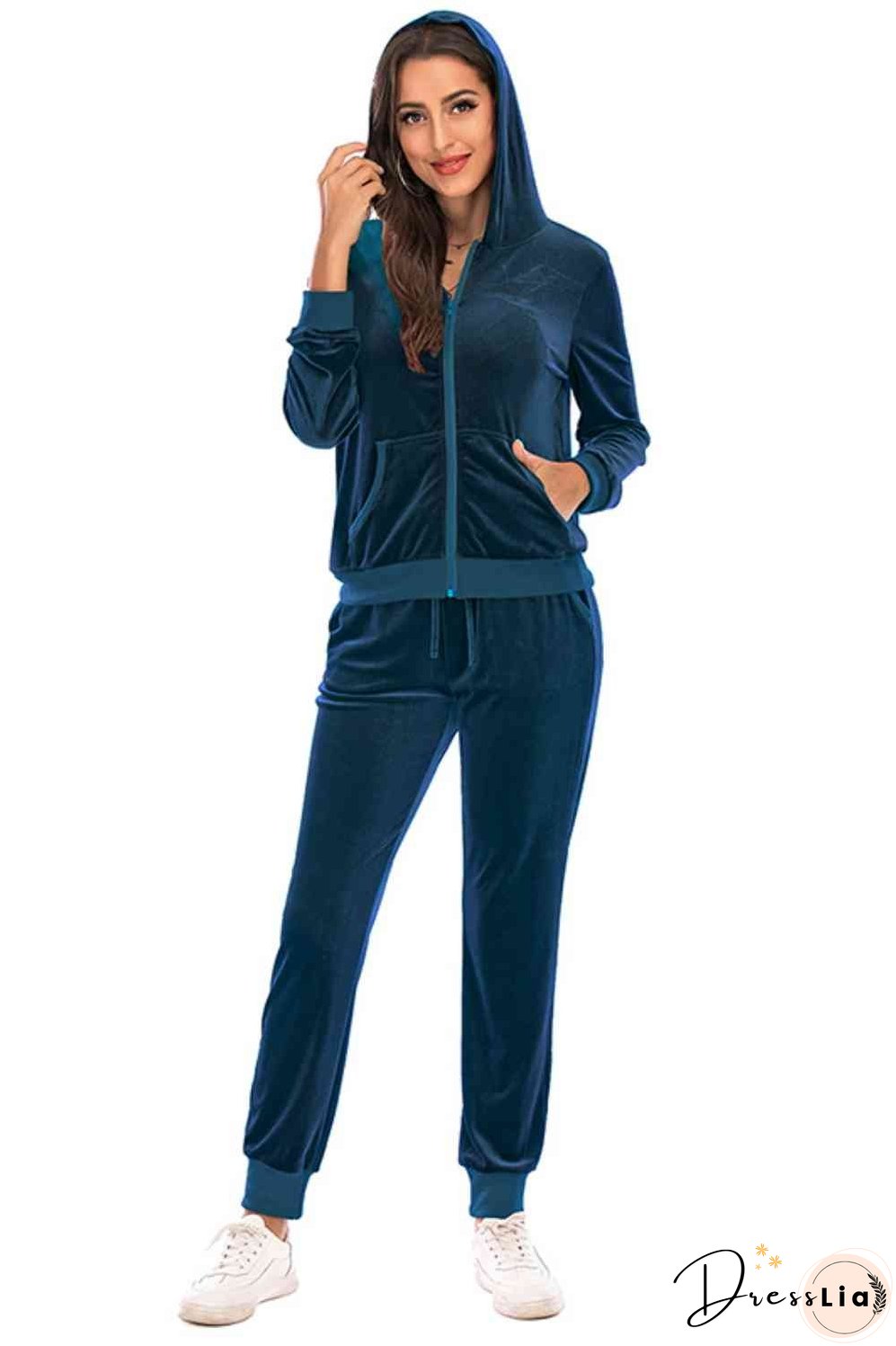 Zip-Up Hooded Jacket and Pants Set