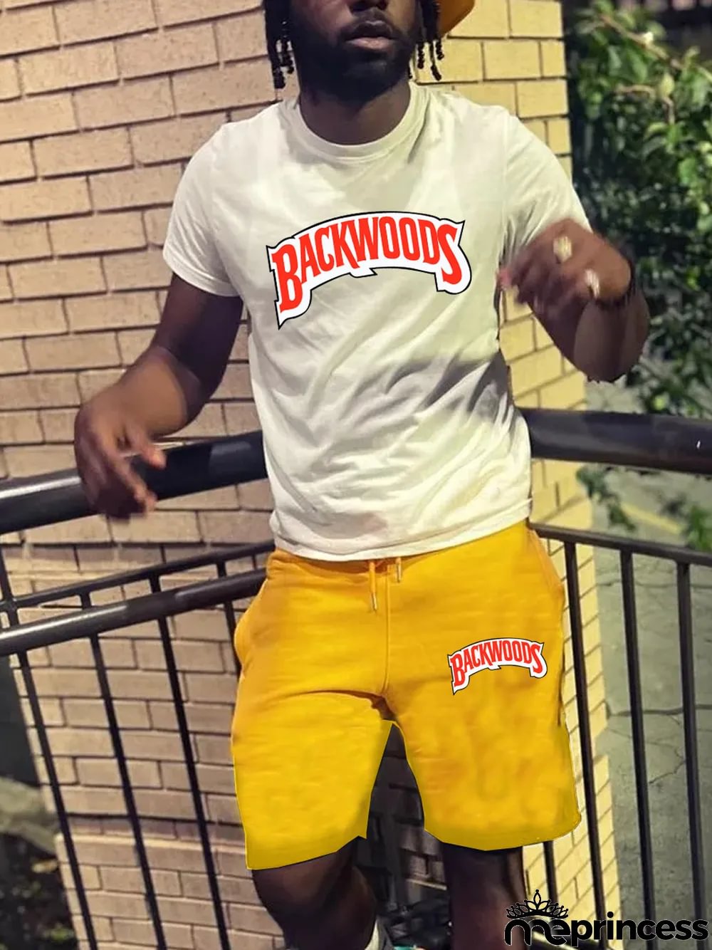 Plus Size summer backwoods print t-shirt set Casual sleeve shorts two-piece set