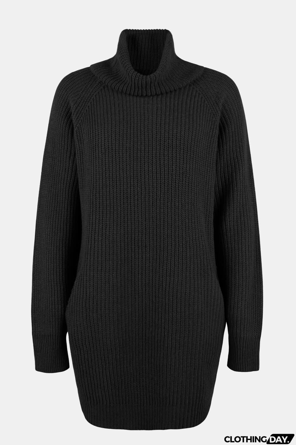 Turtleneck Sweater Dress with Pockets