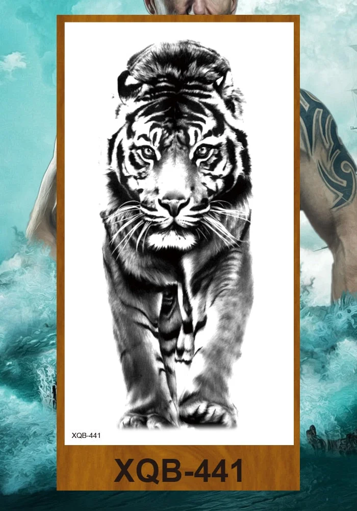 Temporary Tattoo Stickers Men Women Adult Girl Chest Flower Arm Leg Fake Tatoo Semi Permanent Tiger Wolf Beauty & Beast Body Art