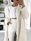 Fashion Plush Solid Color Long Sleeves Lapel Collar Coat