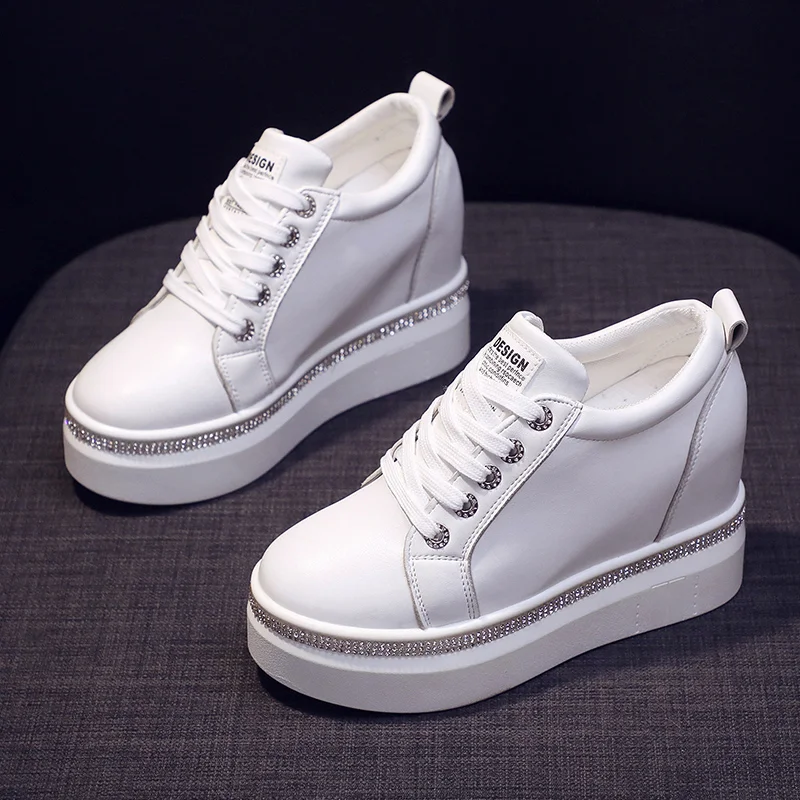 Qengg white Shallow Mouth Women Sports Shoes Casual Wedge Women Vulcanized Shoes Outdoor Wedge Shoe Women Platform Taiwan