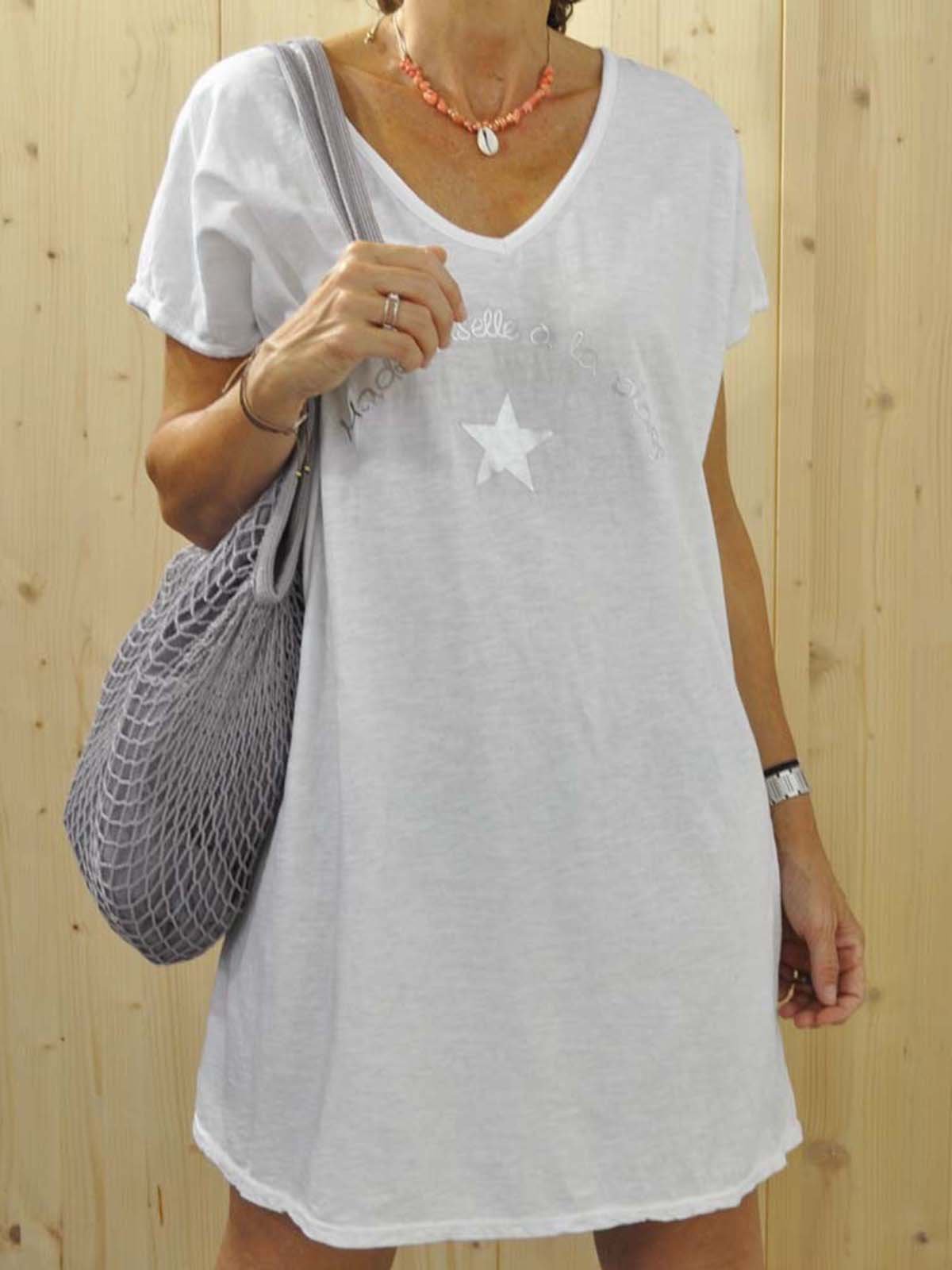 Short Sleeve Cotton-Blend Casual Dresses