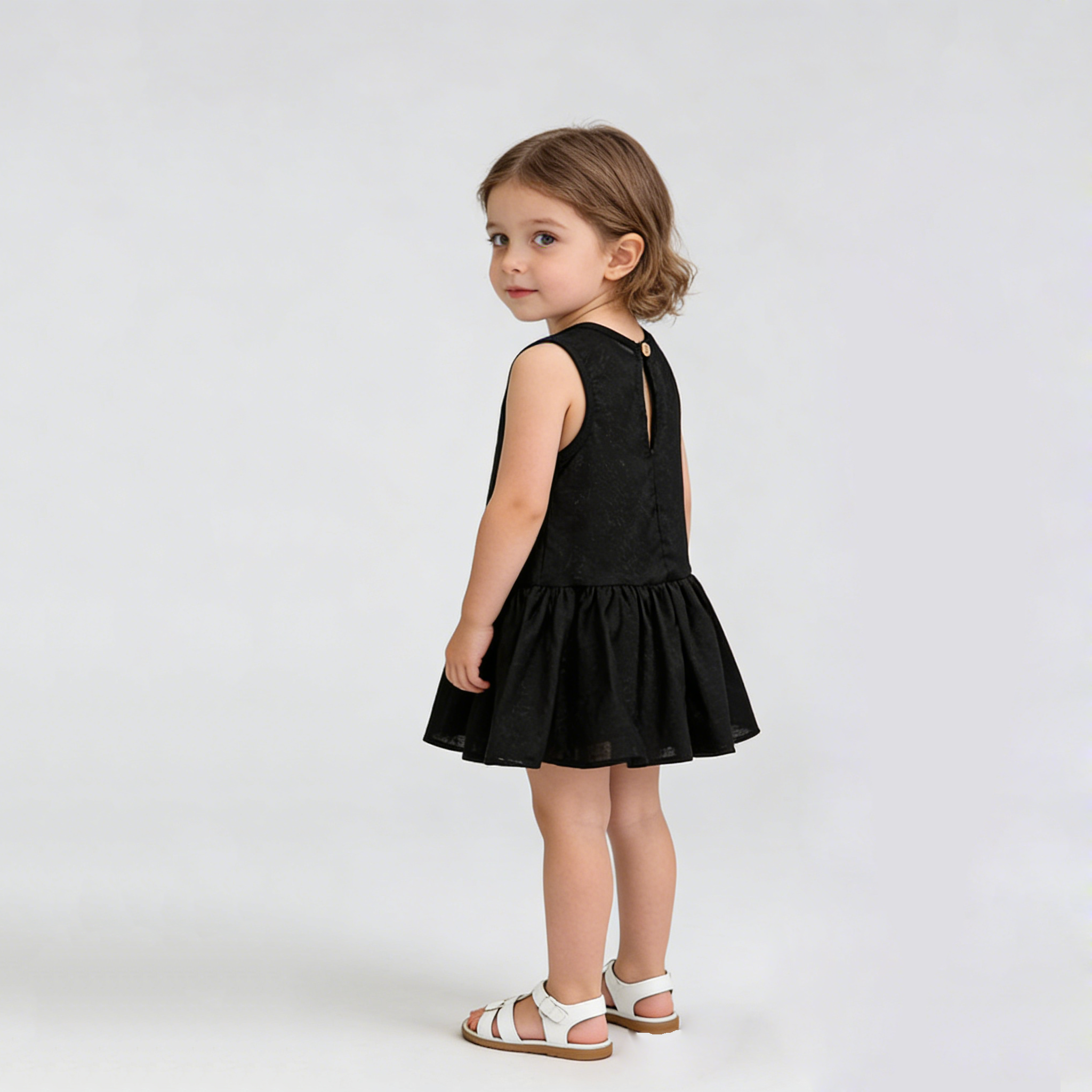 Vibrant Ruffled Linen Girls' Dress REAL SILK LIFE
