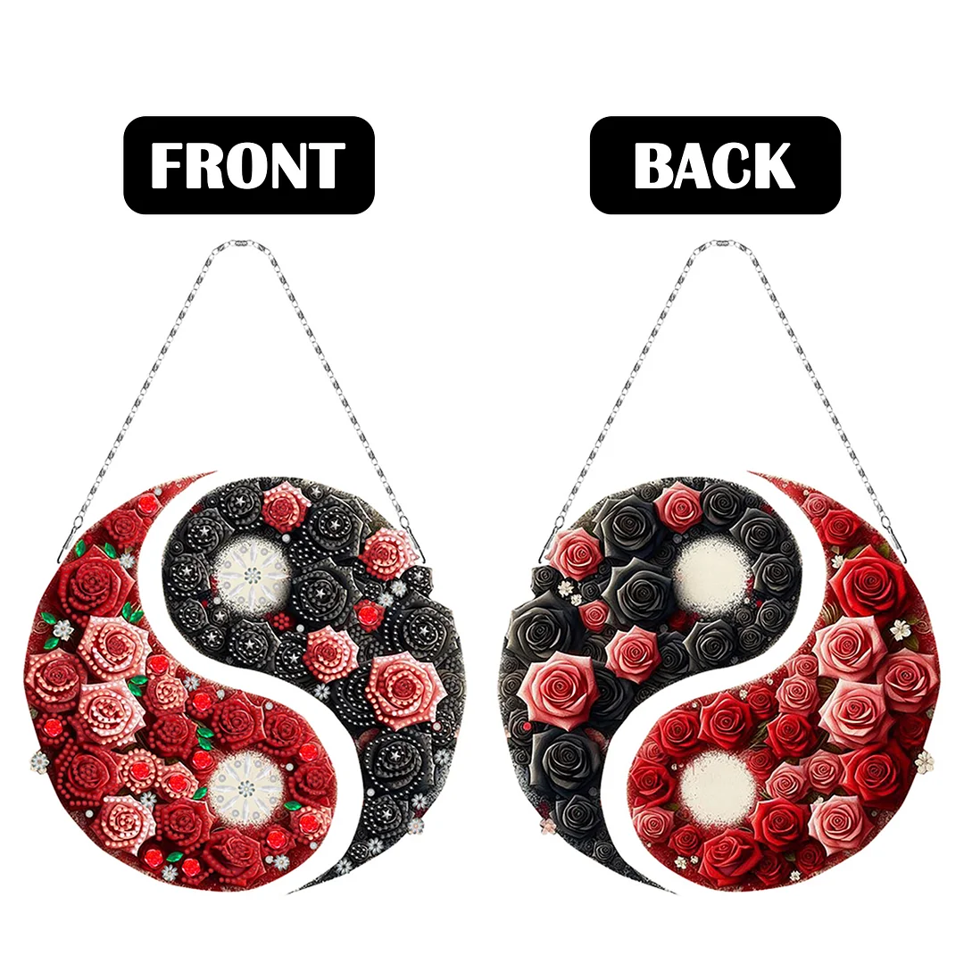 Rose Yin Yang 2D Flat DIY Diamond Painting Set Diamond Art Pendant Home Decor