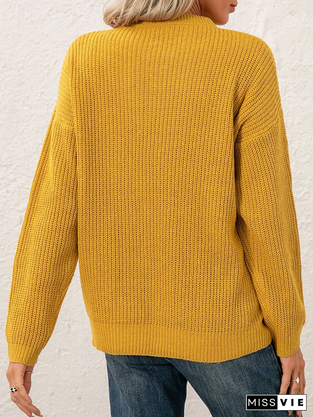 Women Sweet Mid-weight Micro-Elasticity Date Long sleeve Crew Neck Regular Sweater