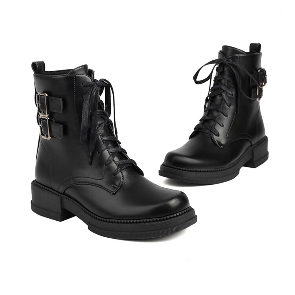 Comyee funky womens shoes Botas De Mujer Ankle Boots Women Side Zipper Cross Strap Retro Style Breathable Rounde Toe Spring Autumn Platform Shoes 9199-1