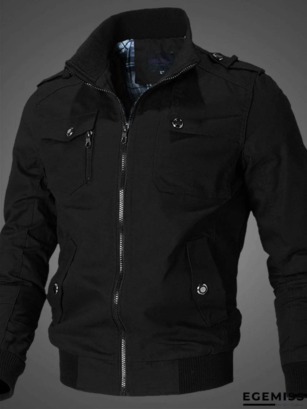 Solid Color Casual Stand Collar Men's Jacket Cotton Coat | EGEMISS