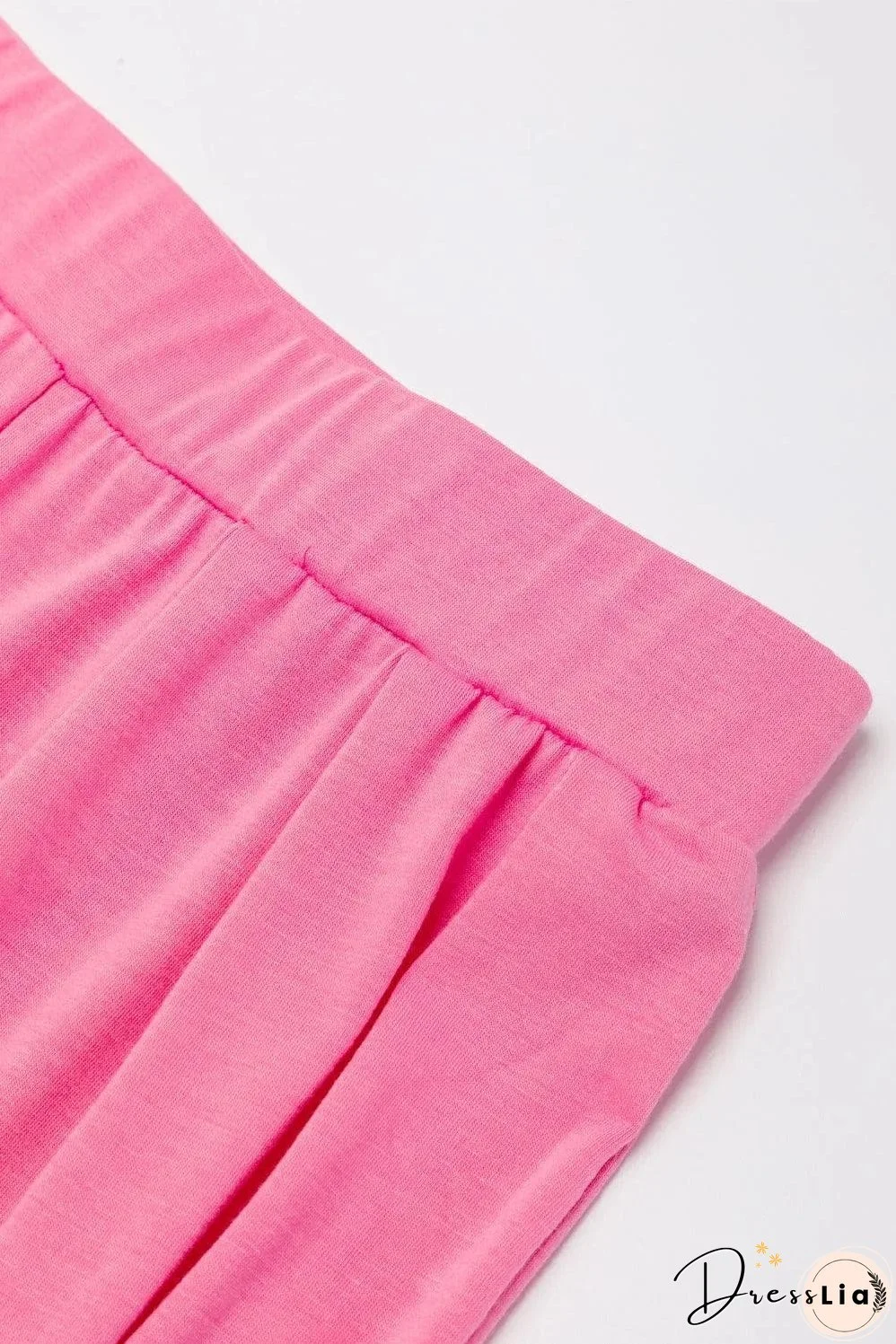 Strawberry Pink Slim Fit Crop Top and Pleated Wide Leg Pants Set
