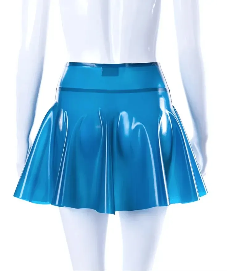 Women's Latex Skater Skirt - Flared & High-Waist