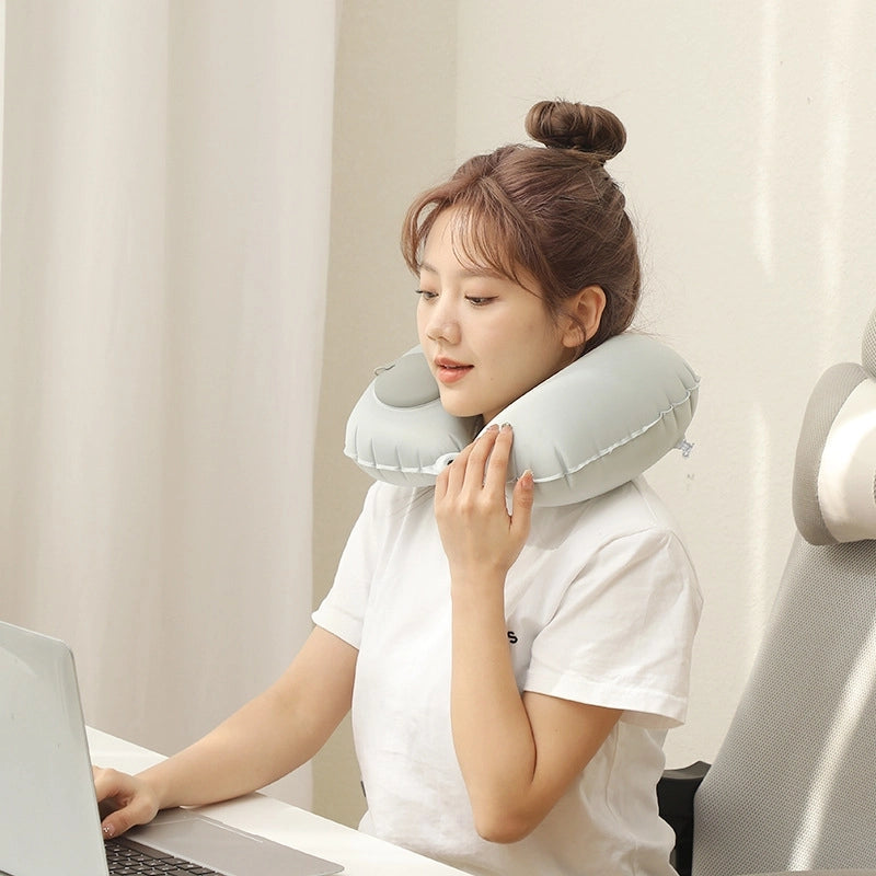 Inflatable U-shaped Pillow Cool Pressing Inflatable Pillow Travel Portable Neck Pillow Travel Sanbao Storage Pillow For Airplane