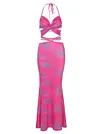 Lace-Up Backless Bodycon Maxi Dress