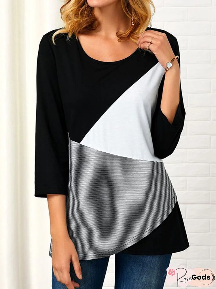 Color Block Casual Regular Fit T-Shirt