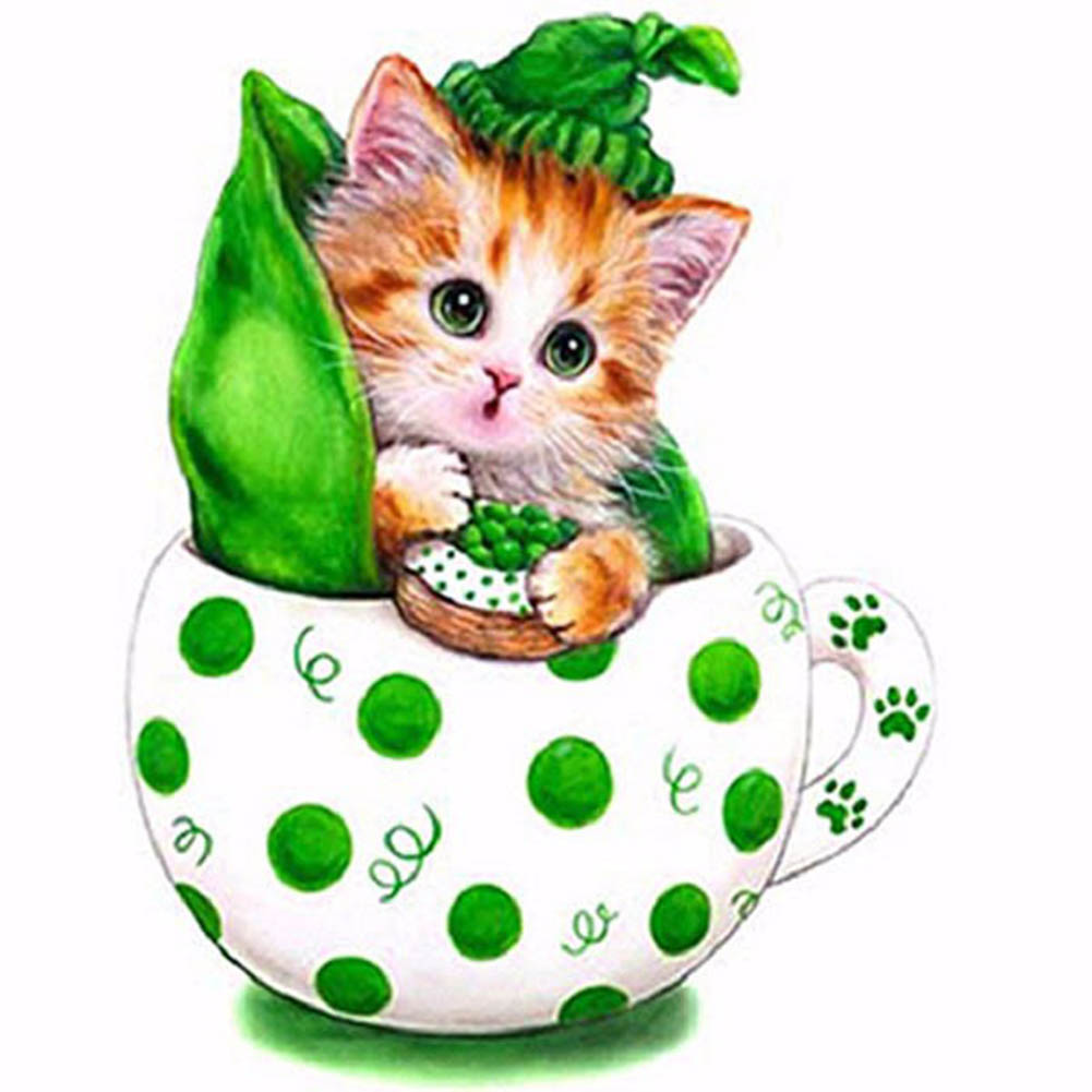

Kitten Sitting In A Cup - Special Shaped Diamond Painting - 30*30CM, 501 Original