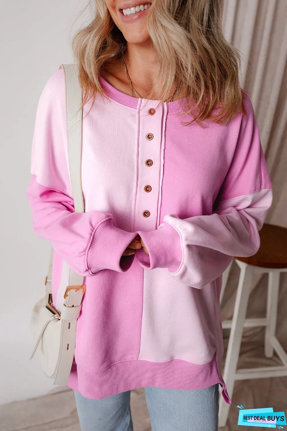 Henley High Low Oversize Sweatshirt