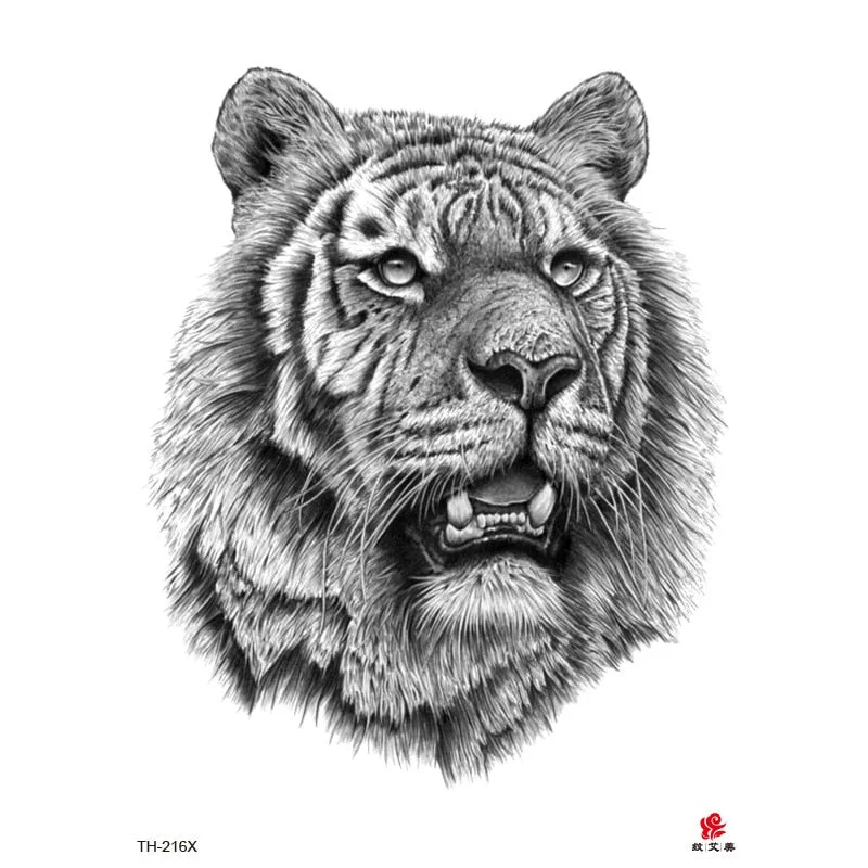 Lion Tiger Cool Temporary Tattoo Sticker Fashion Wolf Waterproof Animal Body Art Arm Tatto Fake Removable Tatoo for Men Women