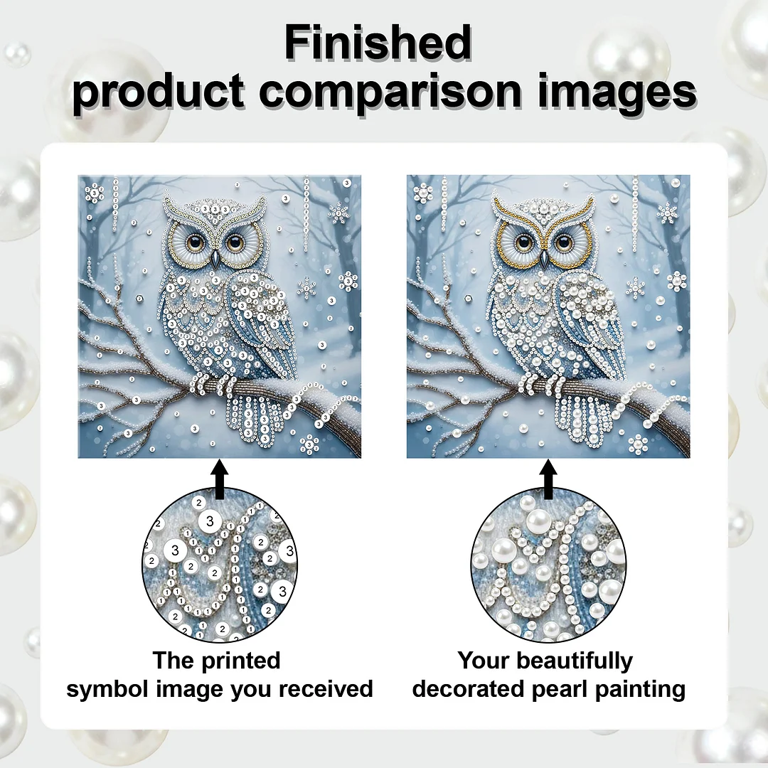 Owl - DIY Pearl Diamond Art Kit With Frame 25*25cm
