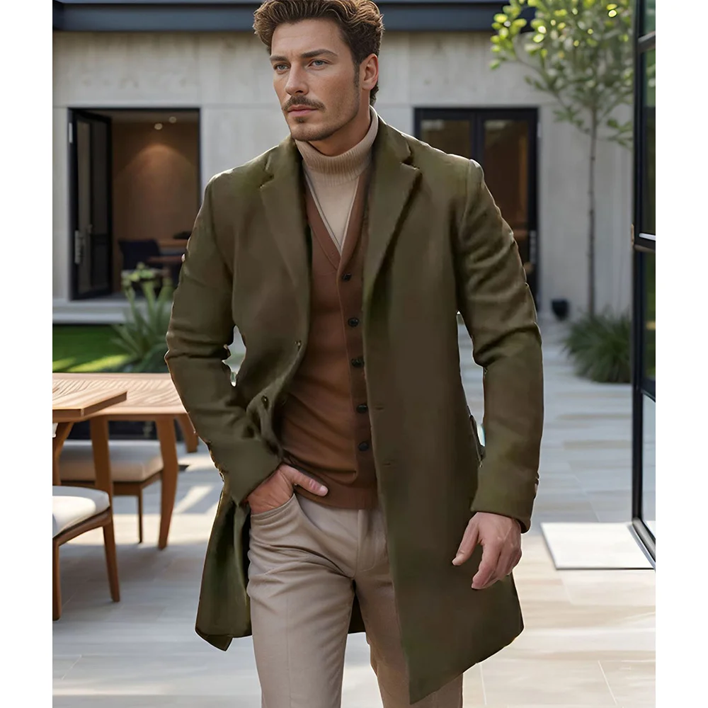 Nigikala Nigikala Men's Wool Coat British Wind Autumn And Winter Thicker, The Long Wind Coat In The Long-Colored Multi-Code Can Be Selected