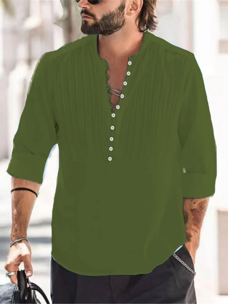 2023 Men's Casual Slim Linen Wrinkle shirts