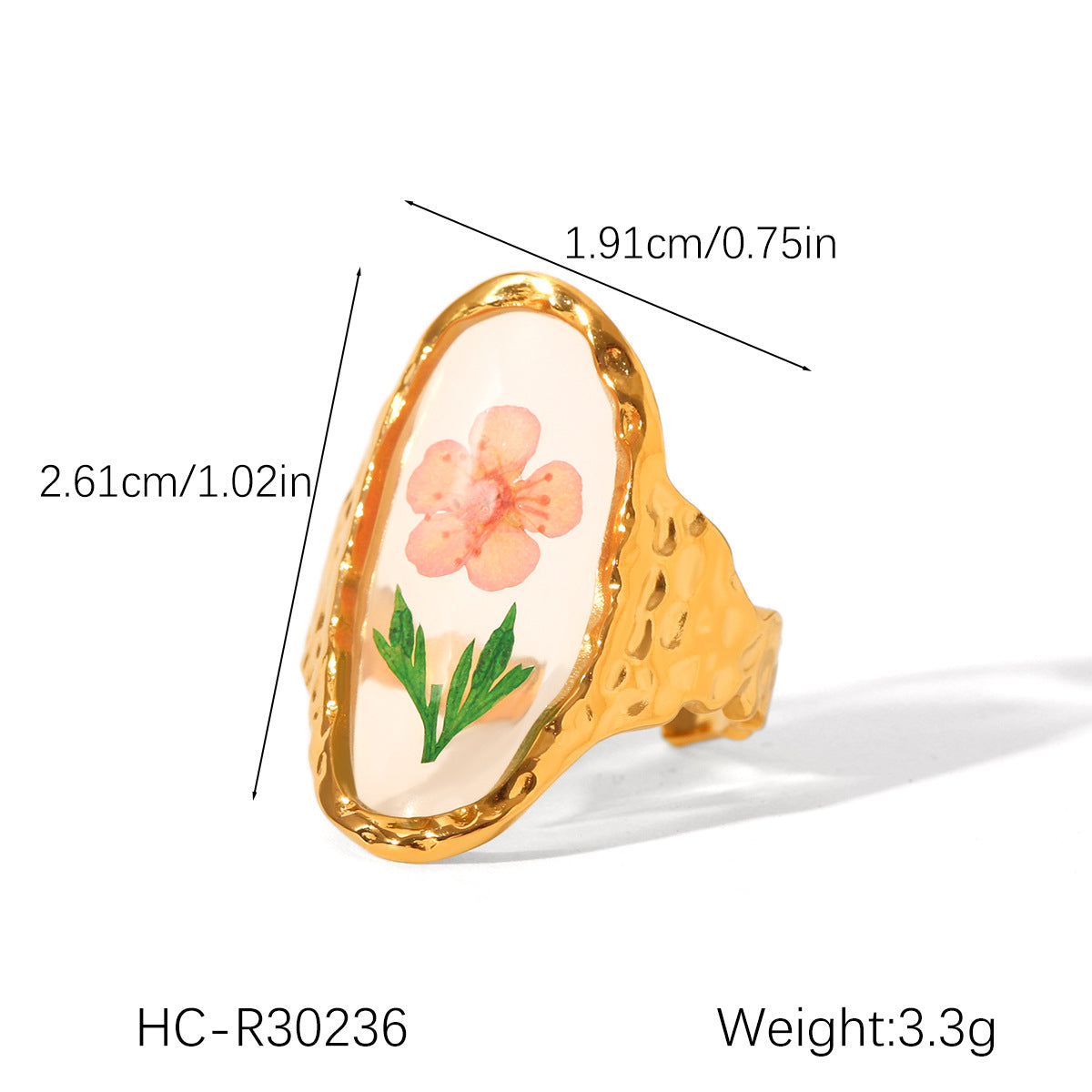 18K Gold Stainless Steel Ring Four-Leaf Clover Immortal Flower Titanium Steel Ring Small Daisy Flower Ring Female